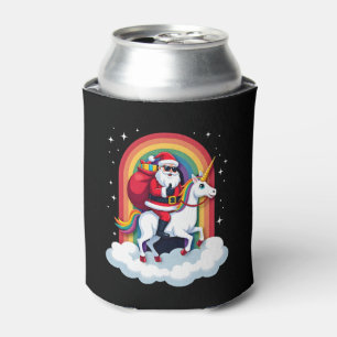 Christmas Santa Riding Unicorn Xmas Girls Women Ra Can Cooler
