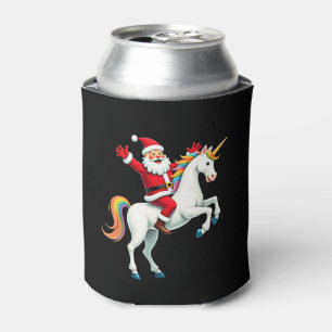 Christmas Santa Riding Unicorn Xmas Girls Women Ra Can Cooler