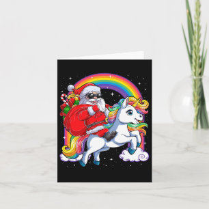 Christmas Santa Riding Unicorn Xmas Girls Women Ra Card