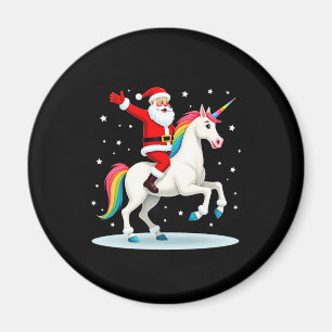 Christmas Santa Riding Unicorn Xmas Girls Women Ra Magnet