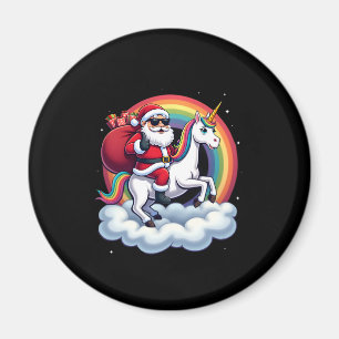 Christmas Santa Riding Unicorn Xmas Girls Women Ra Magnet