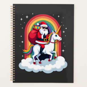 Christmas Santa Riding Unicorn Xmas Girls Women Ra Planner