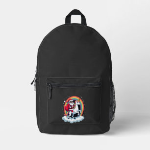 Christmas Santa Riding Unicorn Xmas Girls Women Ra Printed Backpack