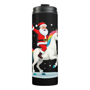 Christmas Santa Riding Unicorn Xmas Girls Women Ra Thermal Tumbler