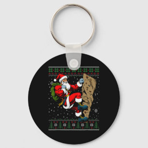 Christmas Santa Rock Climbing Ugly Christmas Sweat Key Ring