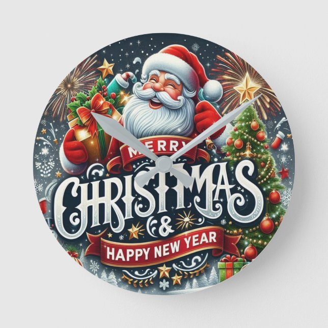 Christmas Santa Round Clock (Front)