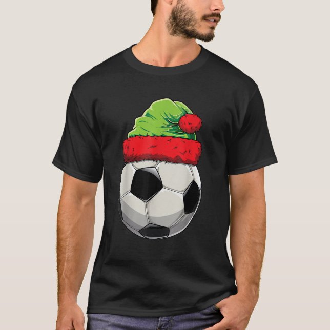 Christmas Santa s Elf Soccer Football theme X mas  T-Shirt (Front)