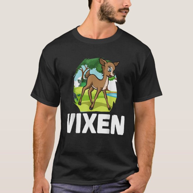 Christmas Santa s Reindeer Lazy Costume Vixen  T-Shirt (Front)