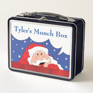 Christmas Santa Says Light Tones Metal Lunch Box