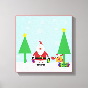 CHRISTMAS SANTA SCENE CANVAS PRINT