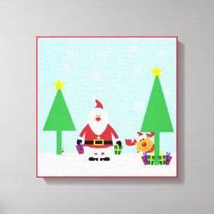CHRISTMAS SANTA SCENE CANVAS PRINT