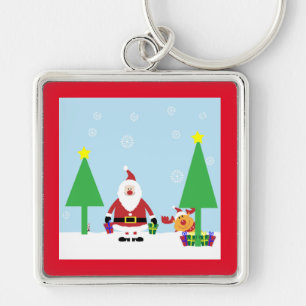 CHRISTMAS SANTA SCENE KEY RING
