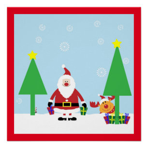 CHRISTMAS SANTA SCENE POSTER