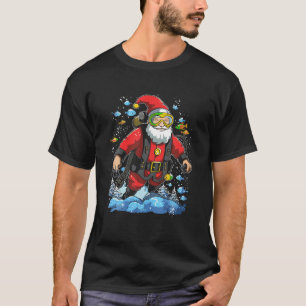 Christmas Santa Scuba Diver Diving In The Sea Love T-Shirt