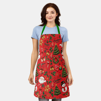 Christmas Santa Seamless Pattern Holiday Apron