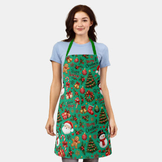 Christmas Santa Seamless Pattern Holiday Apron