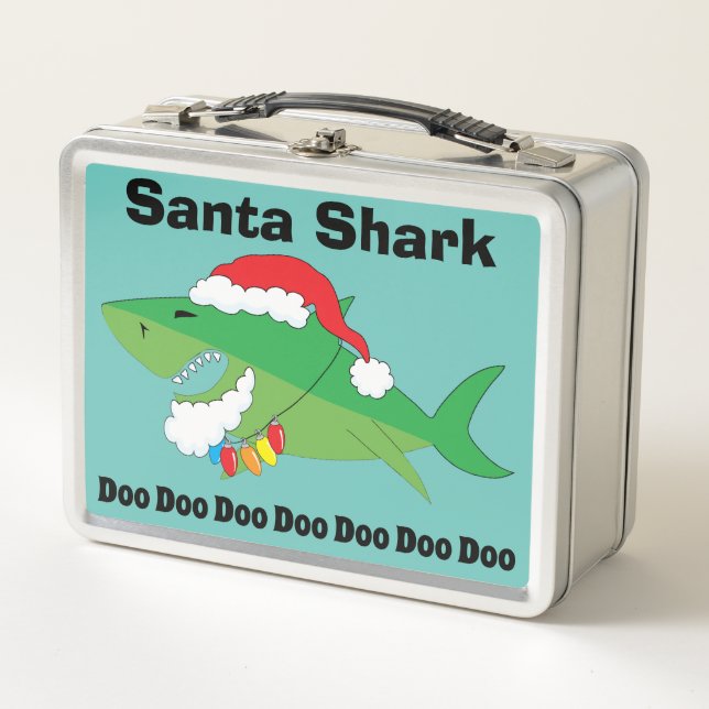 Christmas Santa Shark Metal Lunch Box (Front)