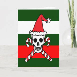 Christmas Santa Skull and Crossbones Holiday Card