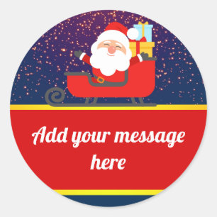 Christmas Santa Sled Classic Round Sticker