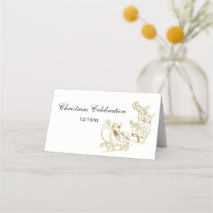 Christmas Santa Sleigh #3 Place Escort Card Gold