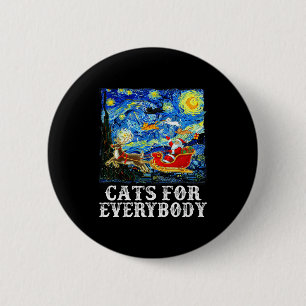 Christmas Santa Sleigh Cats For Everybody Starry N 6 Cm Round Badge