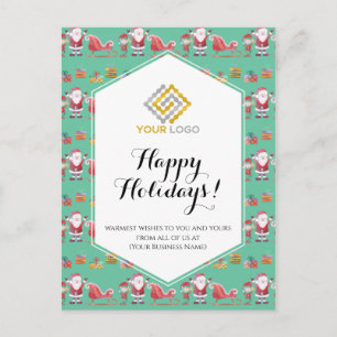 Christmas Santa Sleigh Elves Logo Business Postcard