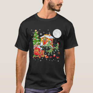 Christmas Santa Sleigh Reindeer Three Santa T rexe T-Shirt