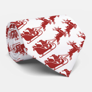 Christmas Santa Sleigh With Reindeer Tie