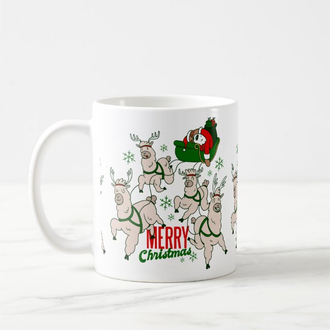 christmas santa sloth llamas coffee mug (Left)