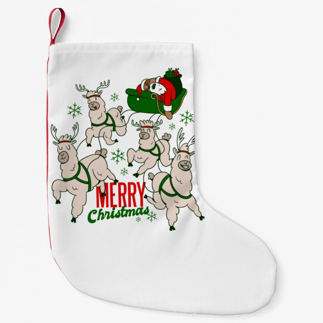 christmas santa sloth llamas small christmas stocking (Front)