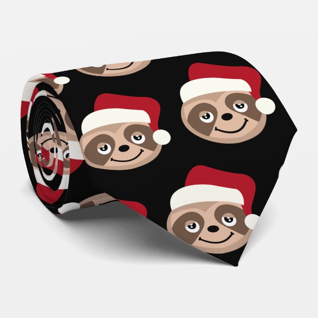Christmas Santa Sloth Slothmas Xmas Tie (Rolled)