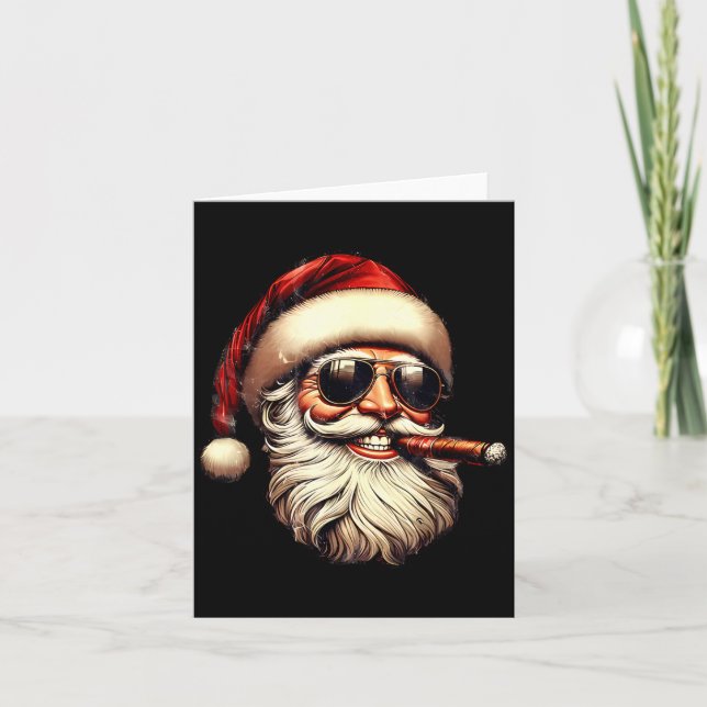 Christmas Santa Smoking Cigar With Sungl Cigar Smo Card (Front)