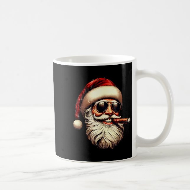 Christmas Santa Smoking Cigar With Sungl Cigar Smo Coffee Mug (Right)