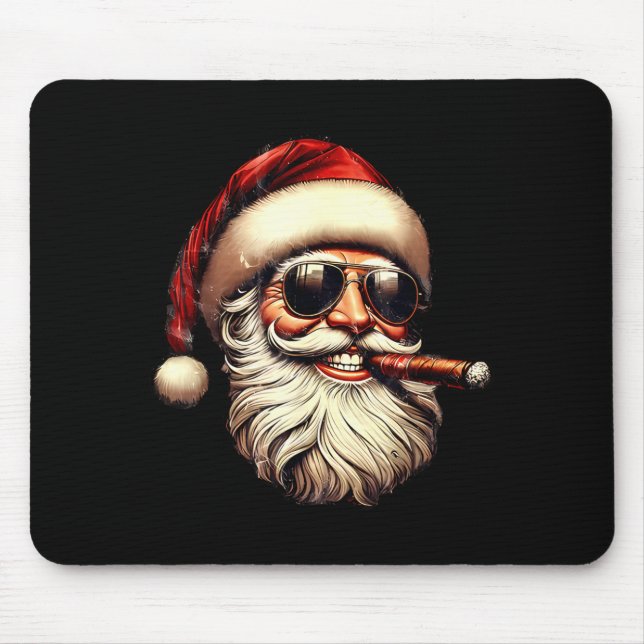 Christmas Santa Smoking Cigar With Sungl Cigar Smo Mouse Mat (Front)