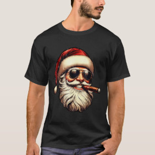 Christmas Santa Smoking Cigar With Sungl Cigar Smo T-Shirt