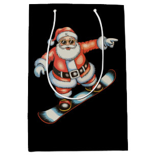 Christmas Santa Snowboard Snowboarding Xmas Family Medium Gift Bag