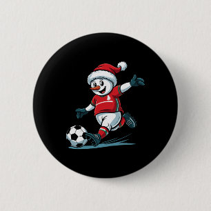 Christmas Santa Snowman Playing Soccer Funny Toddl 6 Cm Round Badge