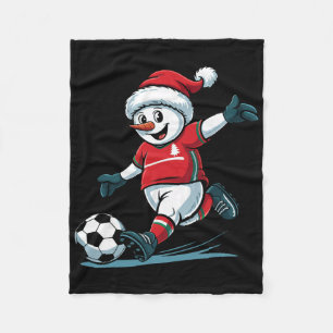 Christmas Santa Snowman Playing Soccer Funny Toddl Fleece Blanket