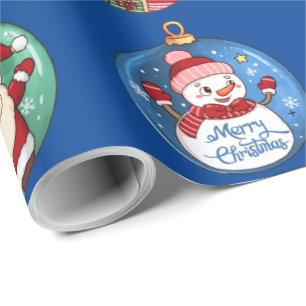 Christmas Santa, Snowman, Reindeer  Wrapping Paper