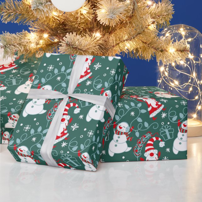 Christmas Santa Snowman Wrapping Paper (Holidays)