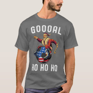 Christmas Santa Soccer Ball American US Flag Boys T-Shirt