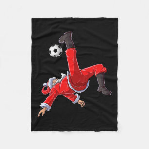 Christmas Santa Soccer Bicycle Kick Xmas Boys Men  Fleece Blanket