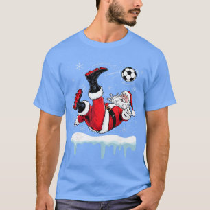 Christmas Santa Soccer Bicycle Kick Xmas Boys Men  T-Shirt