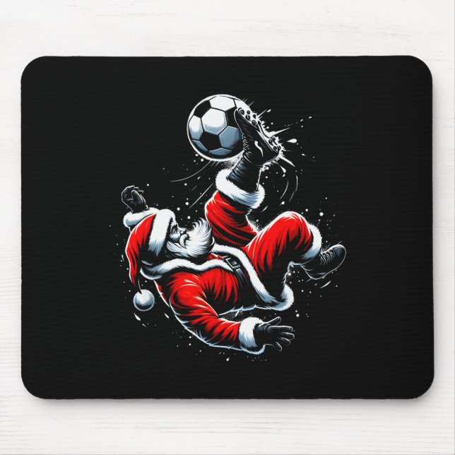 Christmas Santa Soccer Player Bicycle Kick Xmas Ba Mouse Mat (Front)