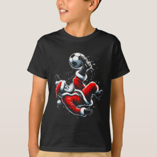 Christmas Santa Soccer Player Bicycle Kick Xmas Ba T-Shirt