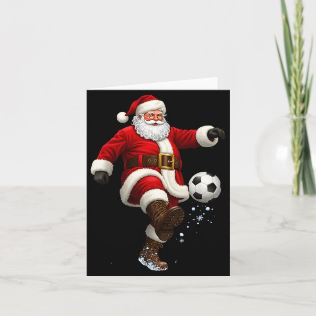 Christmas Santa Soccer Player Football Festive Mer Card (Front)