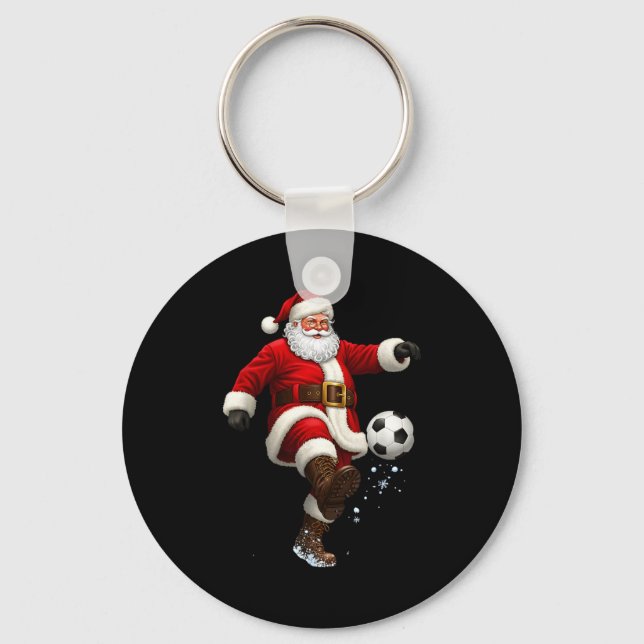Christmas Santa Soccer Player Football Festive Mer Key Ring (Front)