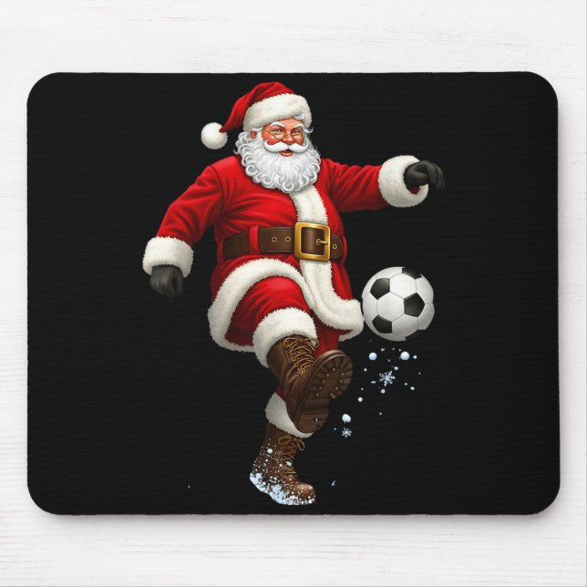 Christmas Santa Soccer Player Football Festive Mer Mouse Mat (Front)