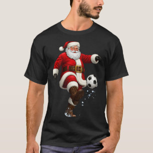 Christmas Santa Soccer Player Football Festive Mer T-Shirt