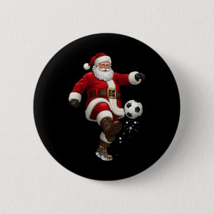 Christmas Santa Soccer Player Footbyll Festive Mer 6 Cm Round Badge